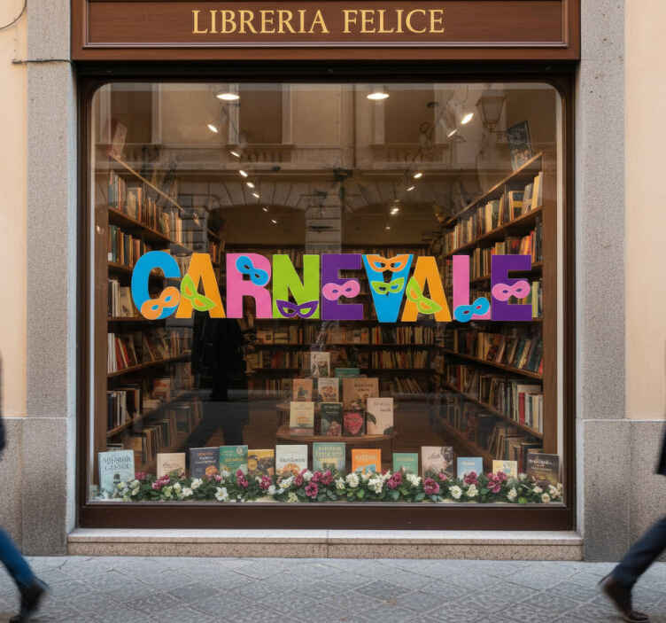 Vetrofanie scrittura colorata di carnevale - TenStickers