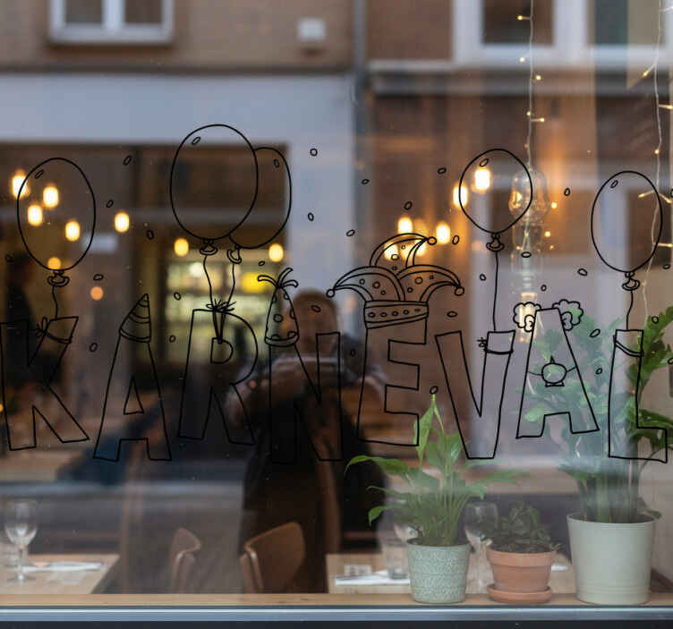 Schaufenster folie mit schwarz-weißen karnevalstexten - TenStickers