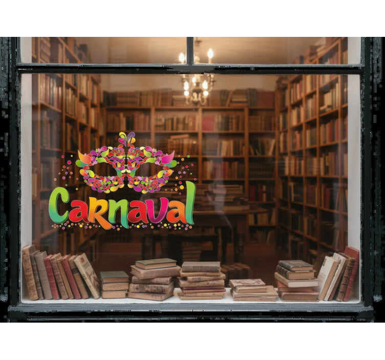Vinilo escaparate arte carnaval festivo colorido - TenVinilo