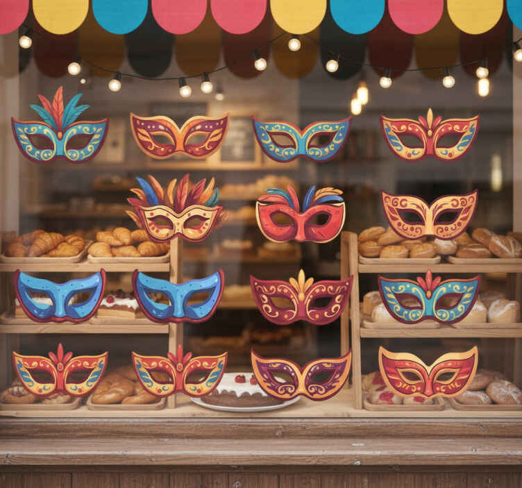 Shop window sticker carnival mask set - TenStickers