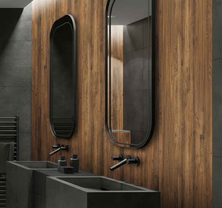 Walnut wood effect backsplash nalepka za kopalnico - TenStickers
