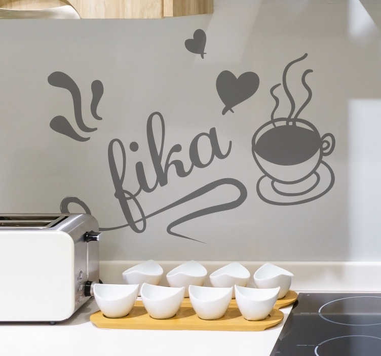 Fika kaffe köksdrink klistermärke - Tenstickers