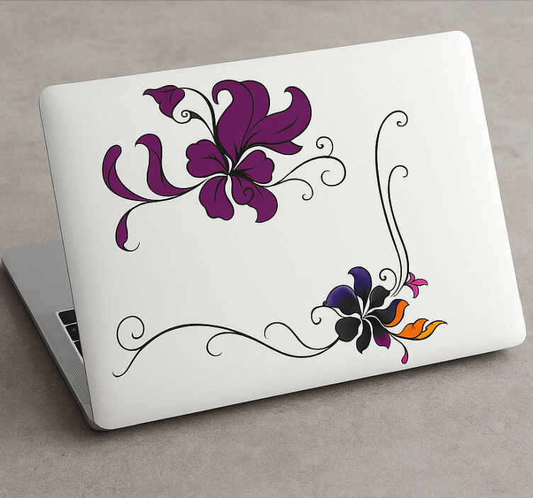 Macbook sticker classic purple flower design - TenStickers