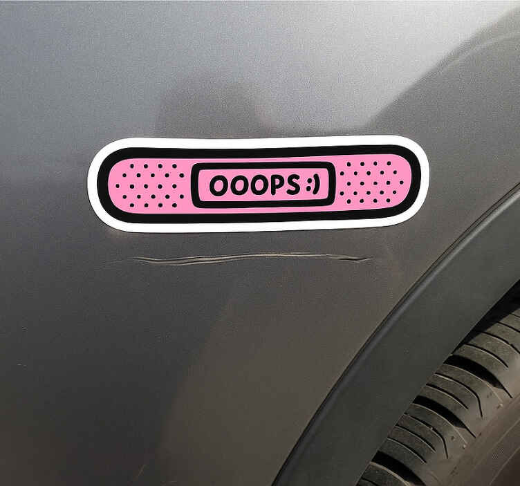 Pegatina coche vendaje rosa "oops" - TenVinilo