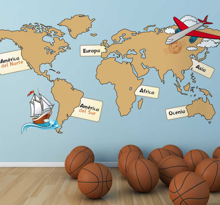 Cuadro mapa mundi Viajar el mundo - TenVinilo