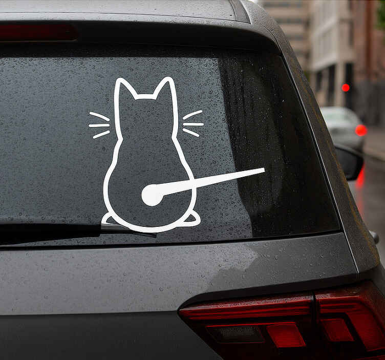 Pegatina coche gato con cola en movimiento - TenVinilo