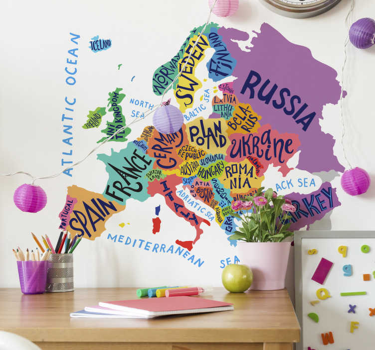 Autocolante mapa mundo para quarto juvenil - TenStickers