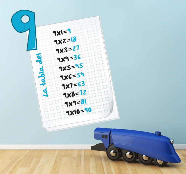 Adesivo bambini tabella delle moltiplicazioni 9 - TenStickers