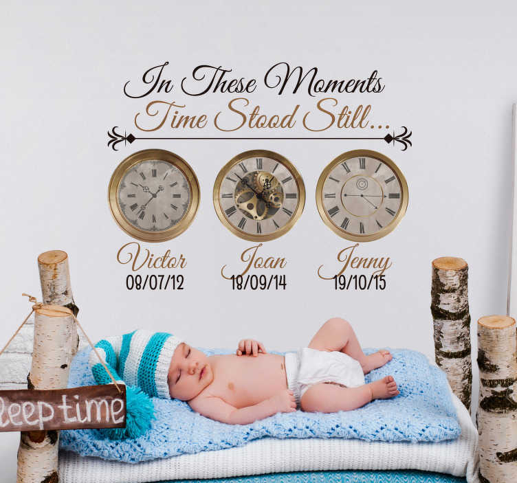 Clock Births Customisable Wall Sticker - TenStickers