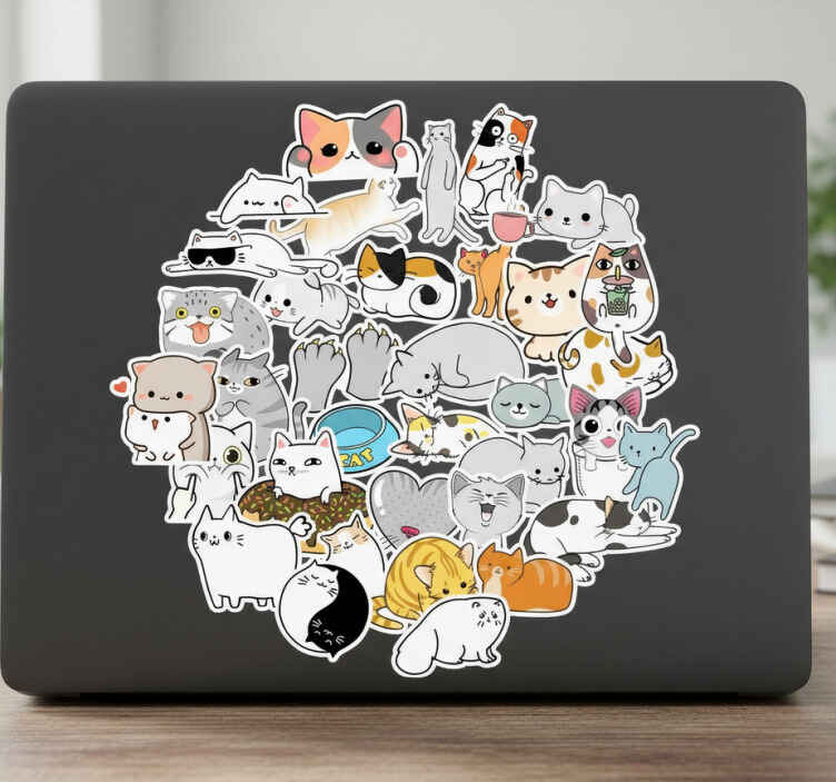 Sticker pour ordinateur adorables autocollants félins - TenStickers