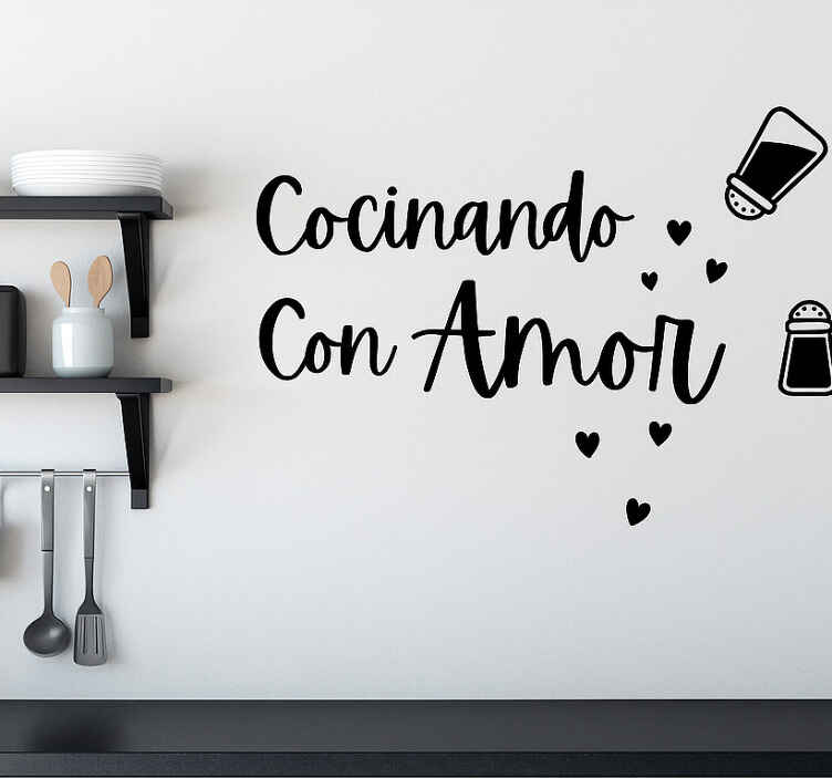 Vinilo para cocina cocinando de amor - TenVinilo