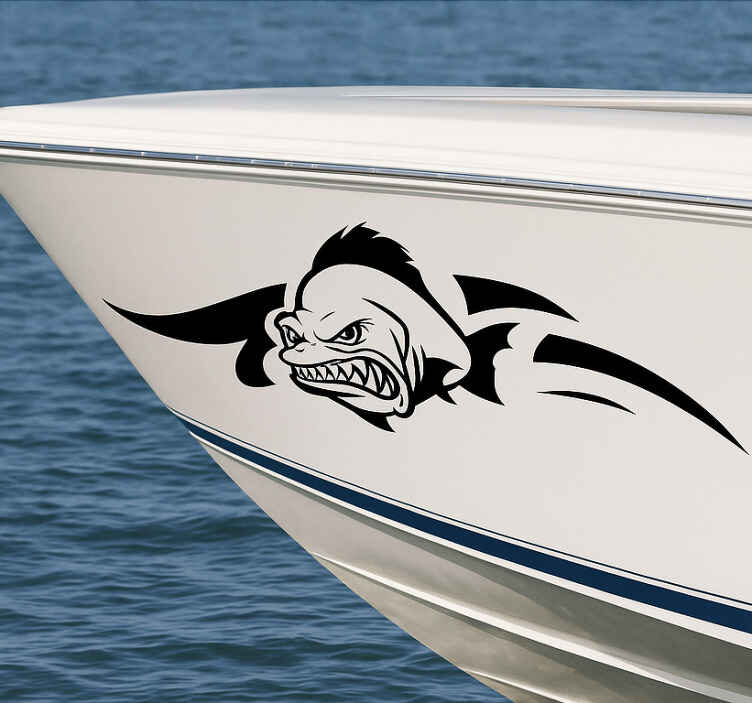 Vinilo para barco piraña enfadada - TenVinilo