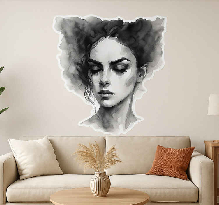 Vinilo para salón arte de cara abstracta - TenVinilo