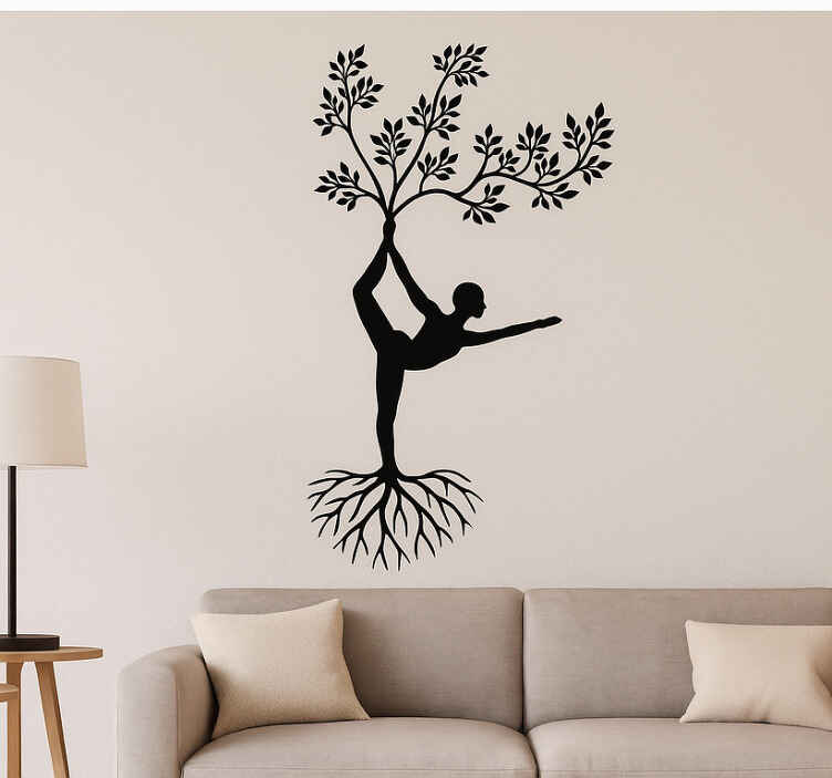 Vinilo para salón árbol de yoga - TenVinilo