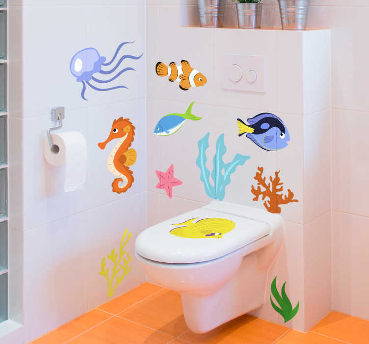 Sticker Salle de Bain Vie aquatique