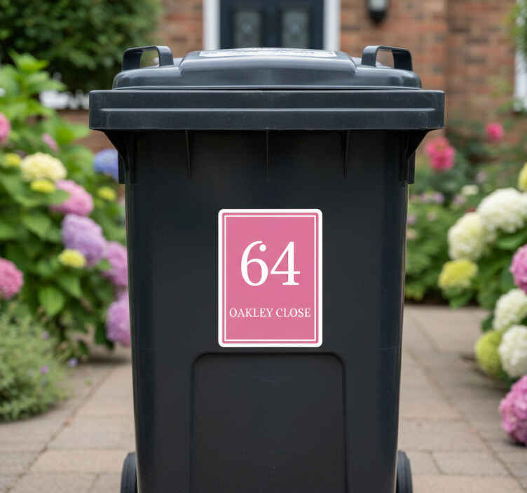 Recycling decal for bin traditional pink home address - TenStickers
