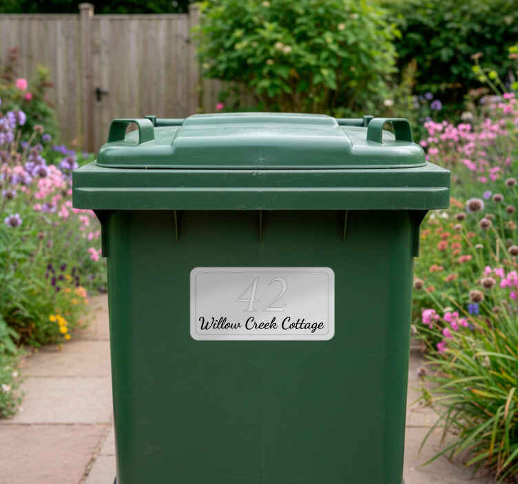 Wheelie bin sticker custom cursive home address - TenStickers