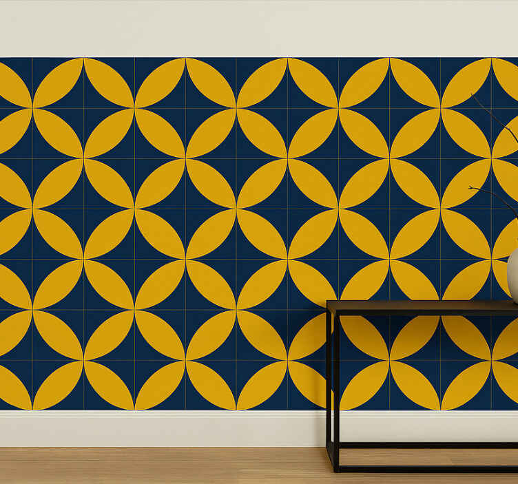 Sticker for tile midnight yellow semi circles - TenStickers