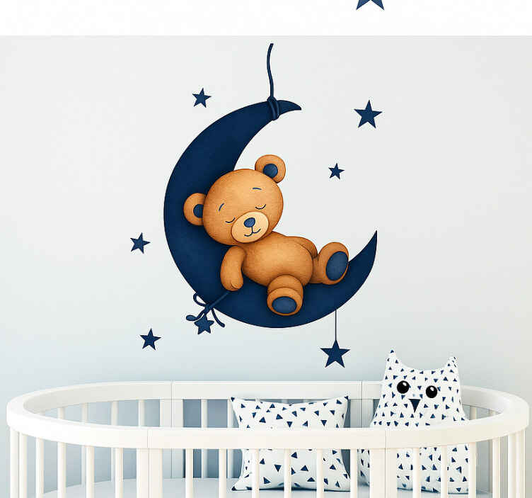 Nursery room wall decal navy blue sleeping bear - TenStickers