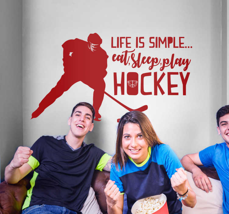 Simply Hockey Life Text Sticker - TenStickers