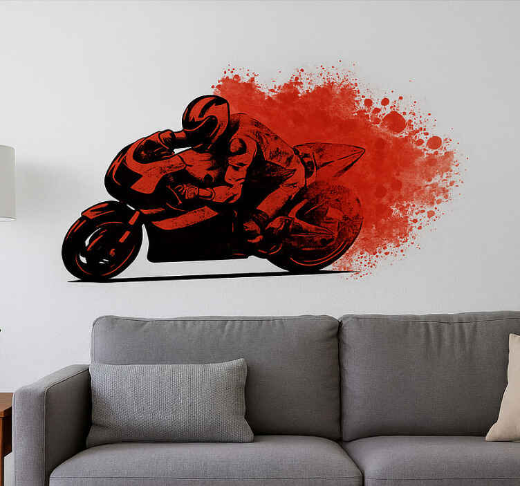 Motorbike sticker red splash rider - TenStickers