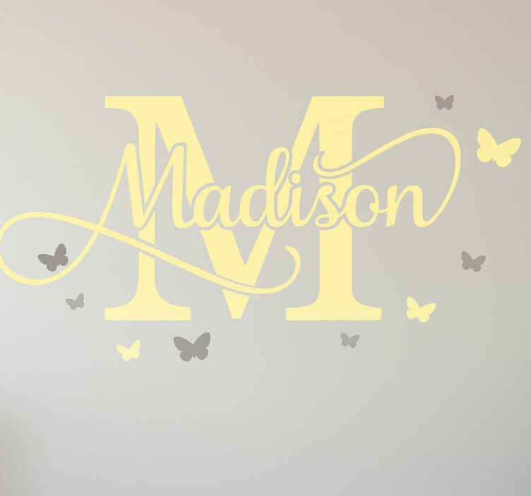 Nursery wall art sticker cursive custom name yellow - TenStickers