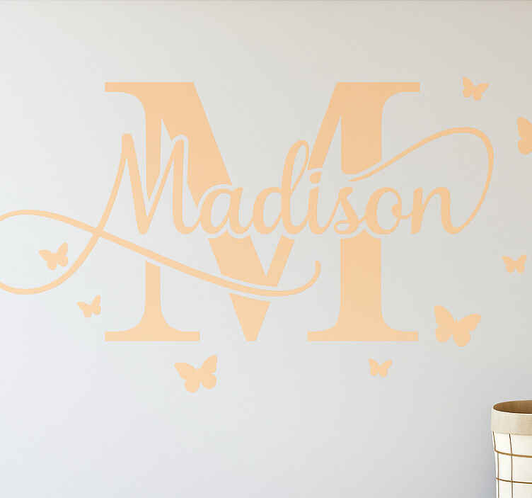 Nursery wall art sticker cursive custom name orange - TenStickers