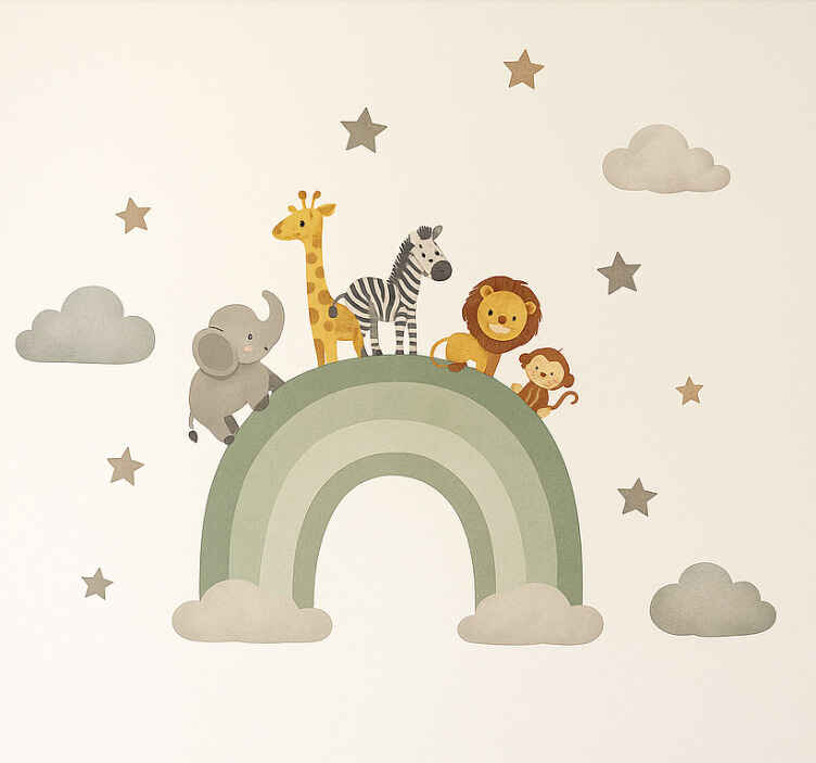 Childrens' wall stickers animal cool rainbow adventures - TenStickers