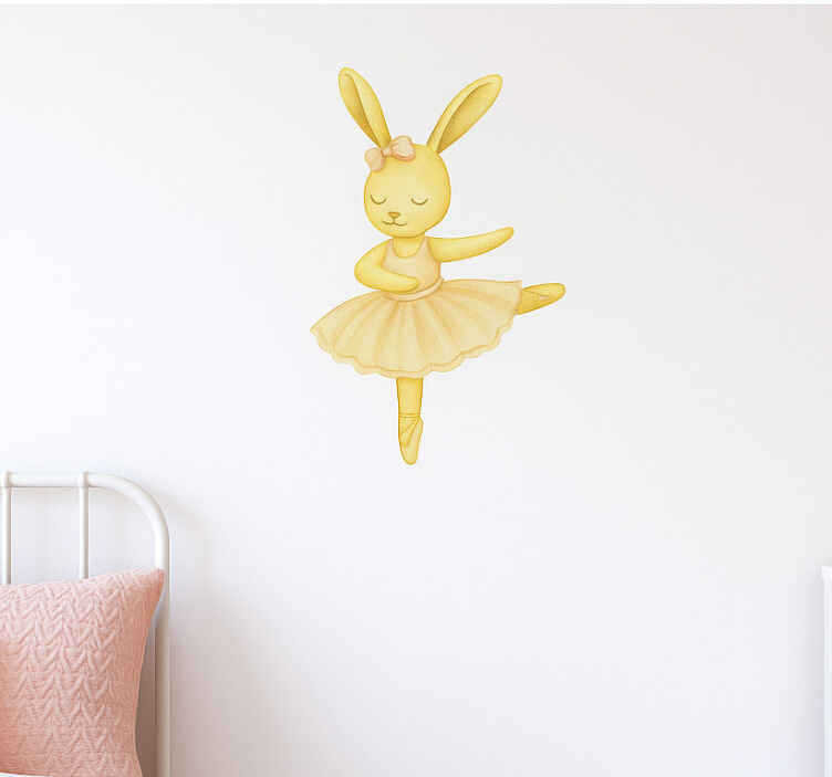 Wallsticker dyr søde gule kaninballerinaer - TenStickers