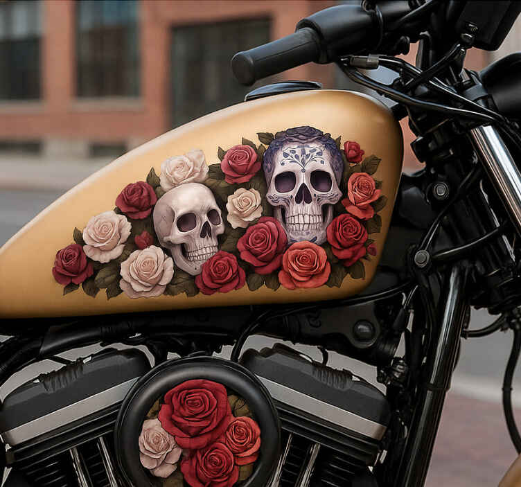 Sticker moto cavalier rose - TenStickers