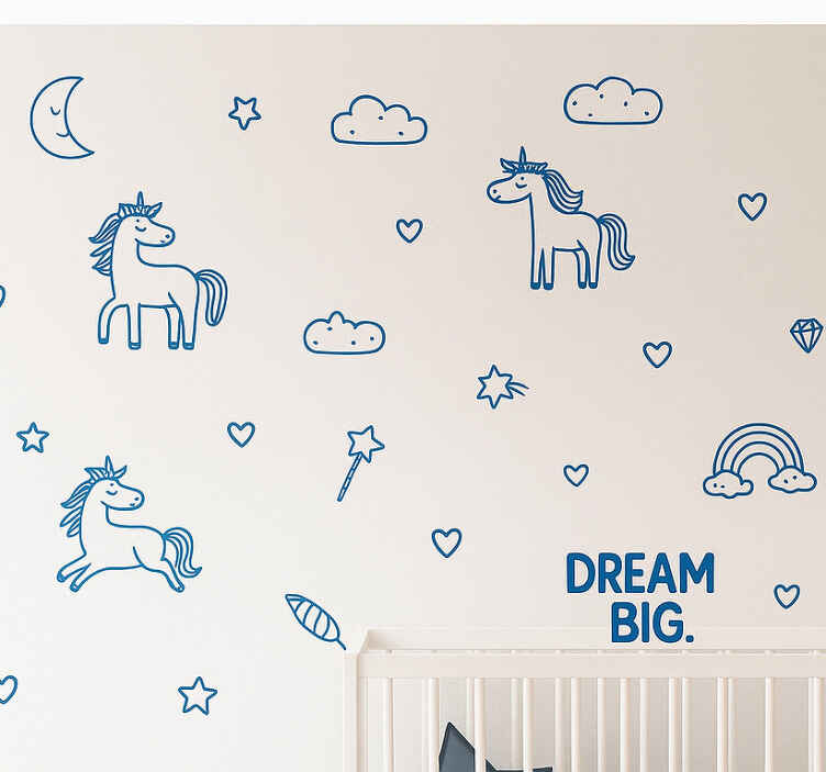 Nursery wall sticker blue dream big nighttime - TenStickers
