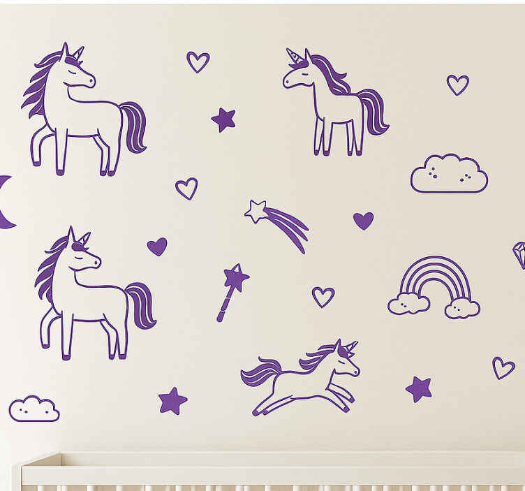 Nursery wall sticker purple dream big nighttime - TenStickers