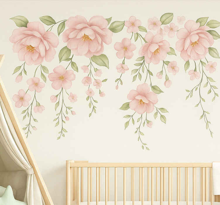 Childrens' wall stickers hanging pink rose vines - TenStickers
