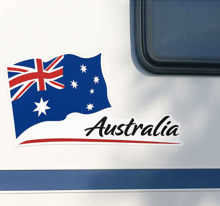 Caravan decal waving australian flag - TenStickers