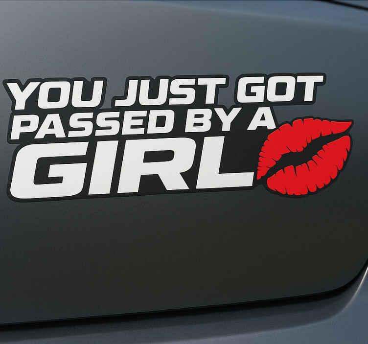 Funny girl racer car sticker - TenStickers