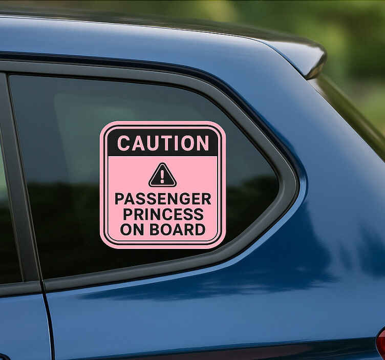 Caution princess on board car sticker - TenStickers