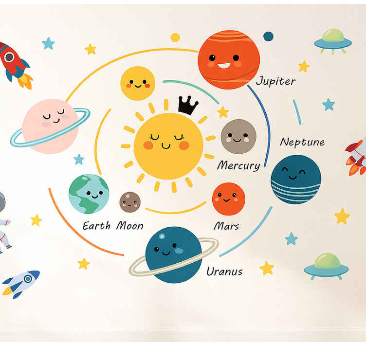 Vinilo infantil mural del planeta para niños - TenVinilo