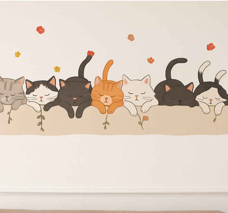 Hayvan Çıkartması komik uyuyan kedi - TenStickers