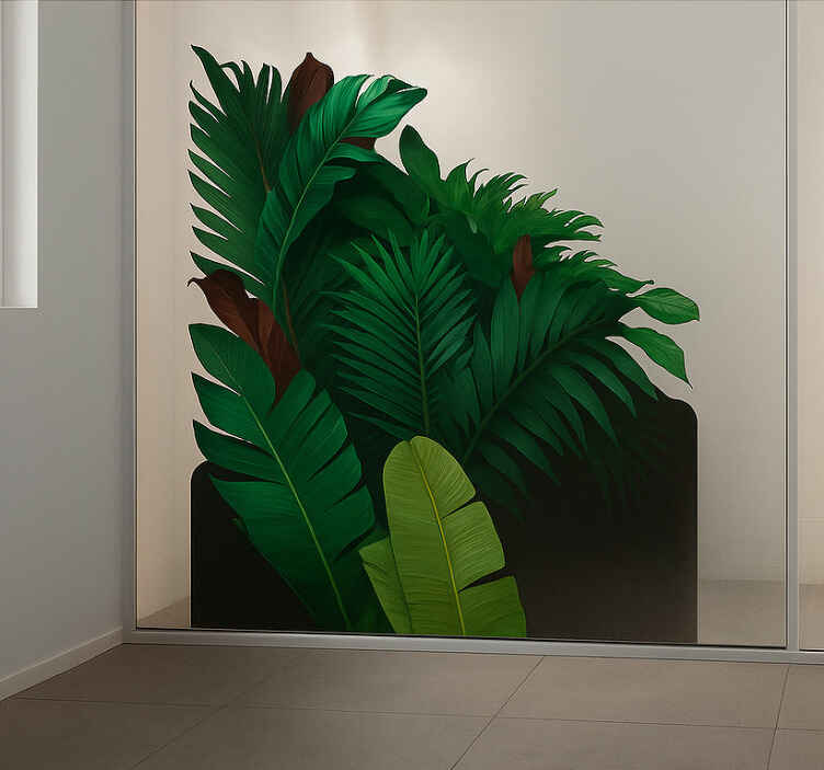 Adesivo para janela folhas tropicais verdes - TenStickers