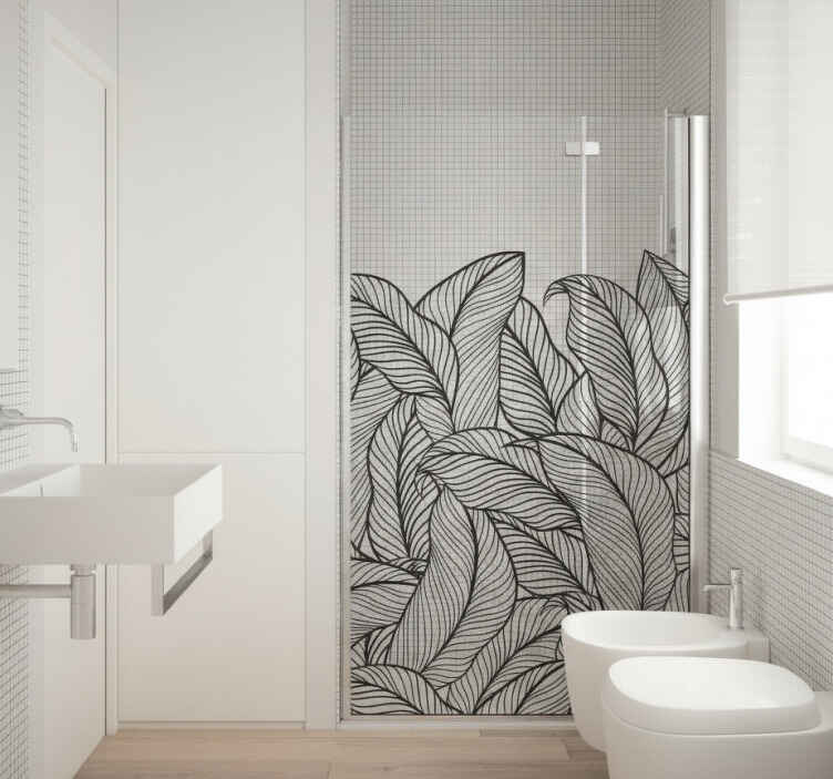 Adesivo para janela folhas tropicais monocromáticas - TenStickers
