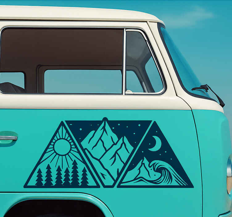 Campervan decal triangular nature elements - TenStickers