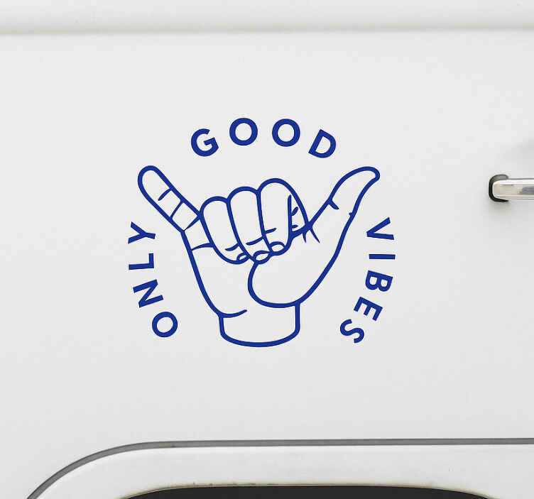 Sticker camping car texte "que des bonnes ondes" - TenStickers