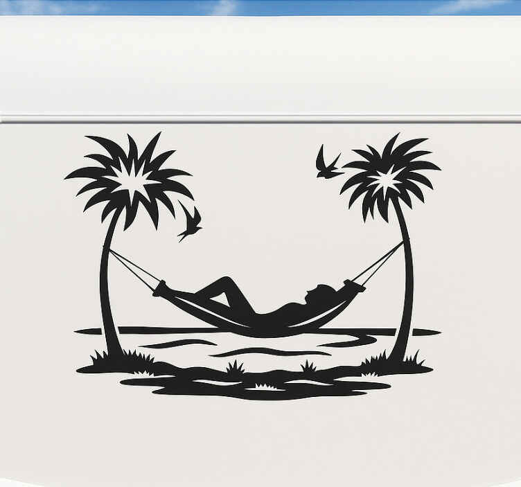 Camper decal beach life hammock - TenStickers