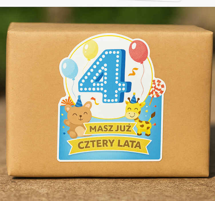 Naklejka urodzinowa mam 4 lata - TenStickers