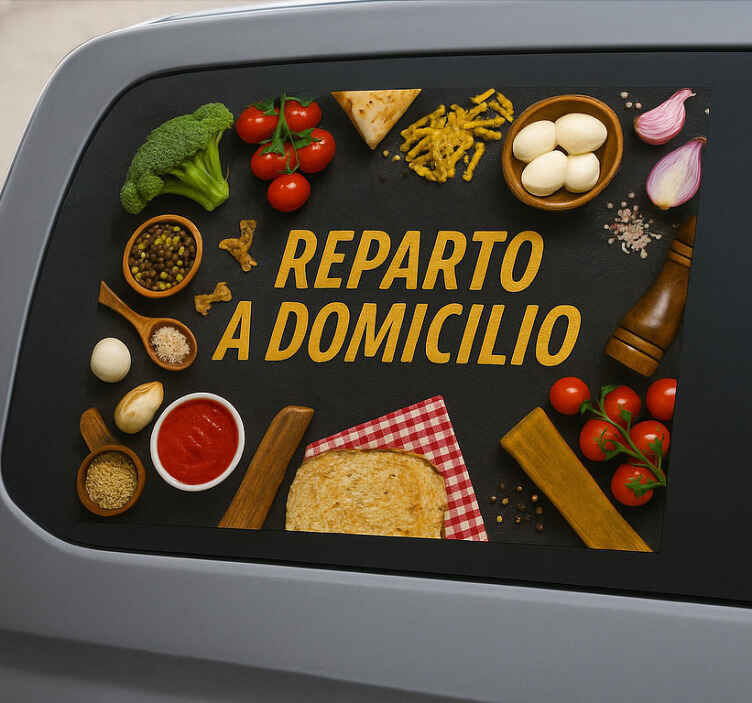 Pegatina coche personalizada entrega a domicilio gastronómica - TenVinilo