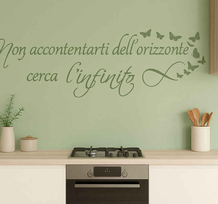 Adesivo per parete verde salvia testo elegante "cerca infinito" - TenStickers