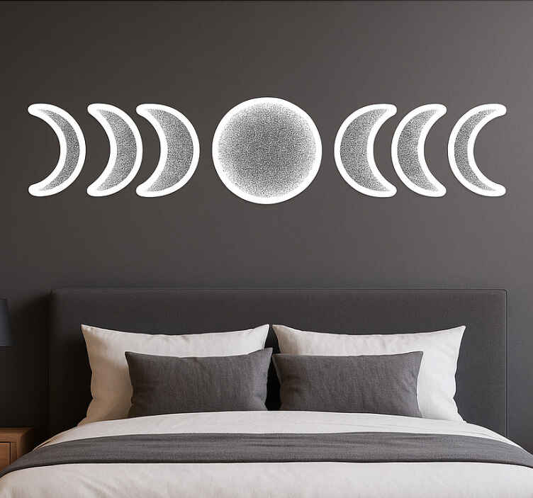 Adesivo per muro fasi lunari astratte bianche - TenStickers