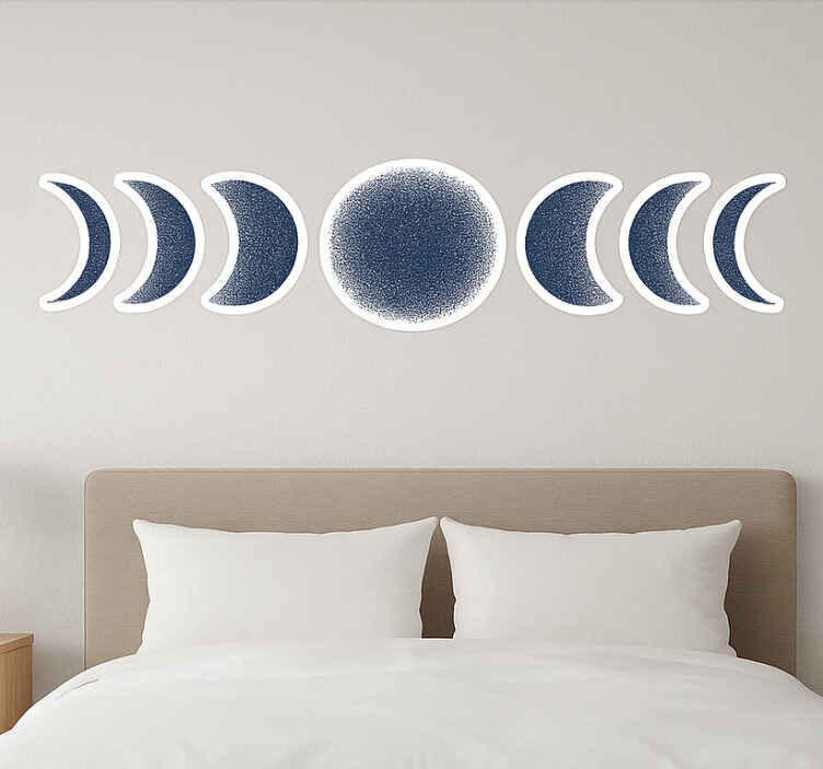 Adesivo per muro fasi lunari astratte blu scuro - TenStickers