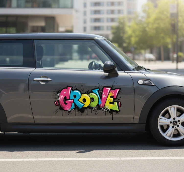 Pegatina coche graffiti funky estilizado - TenVinilo