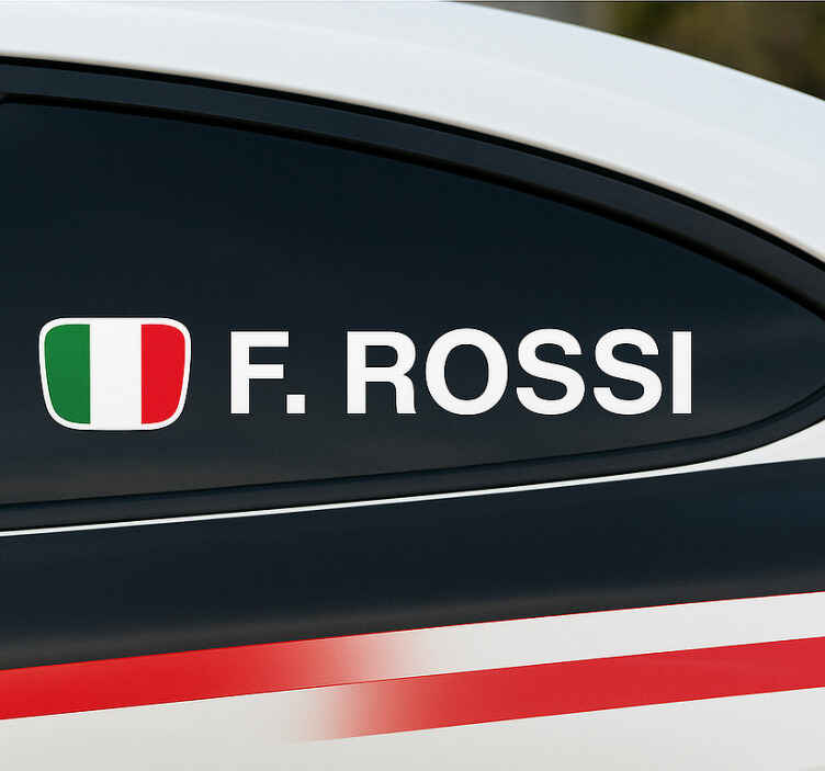 Car sticker personalised name design with italian flag - TenStickers